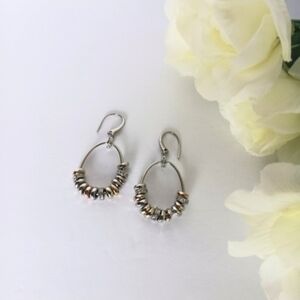 Fossil Silver and Gold Tone Charm Hoop Earrings